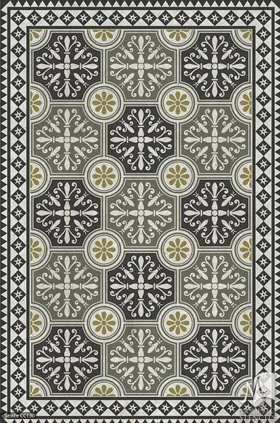 Painted Faux Carpet & Large Ceiling Panels - Custom Modello Stencils