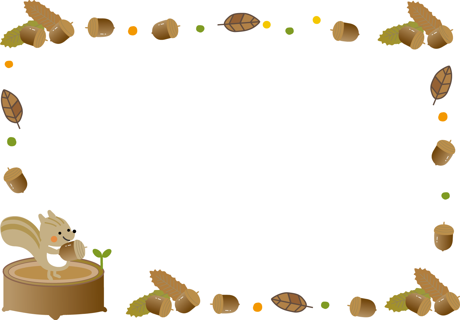枠 吹き出しイラスト 秋どんぐり 無料イラスト素材