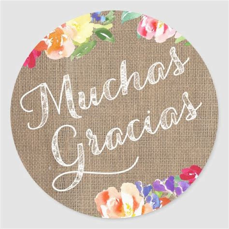  spanish thank you small stickers muchas gracias zazzle imagenes