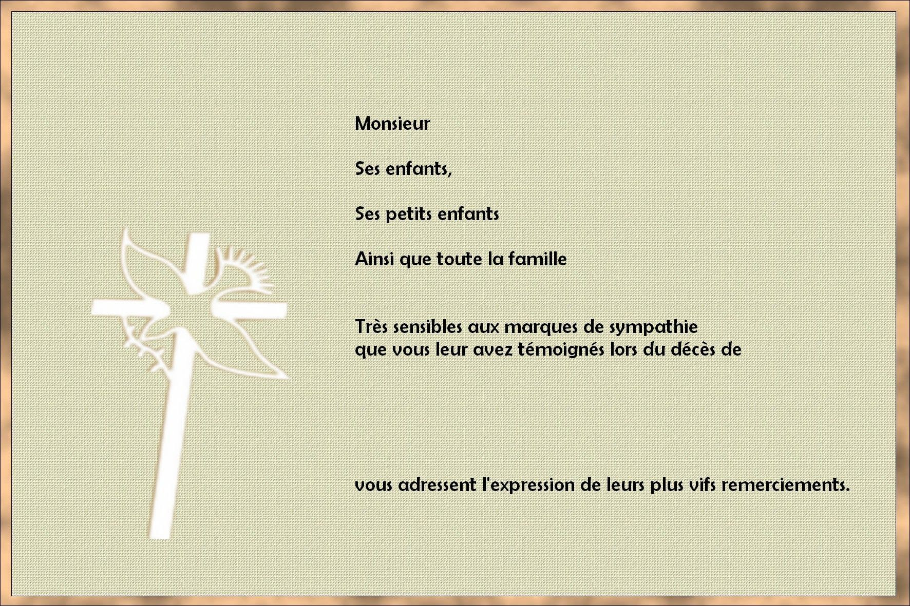 Cartes Condoleances Remerciement