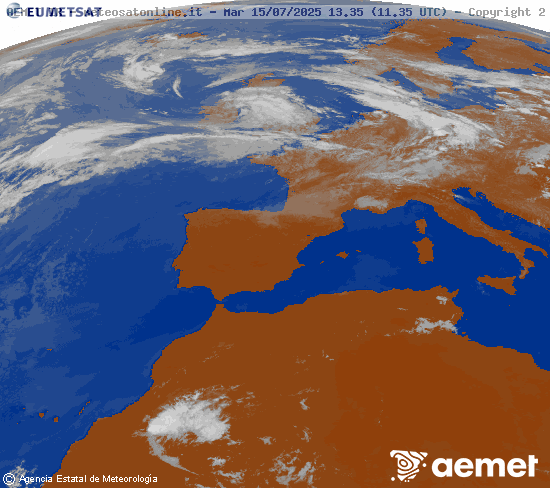 Imagen IR y precipitaciones Península