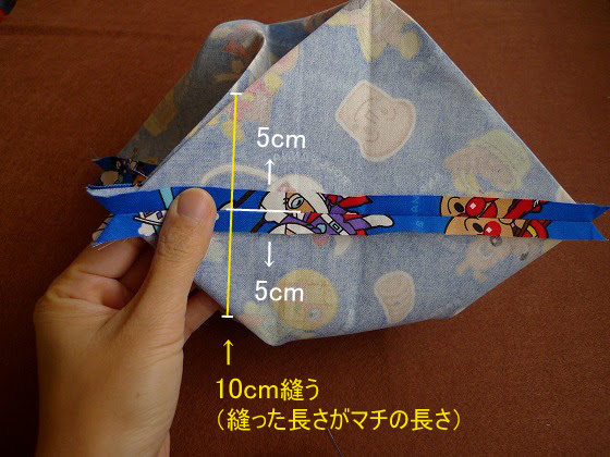 両側しぼりの巾着 二枚仕立て お弁当入れ マチ付 手作りなら 思いのママ