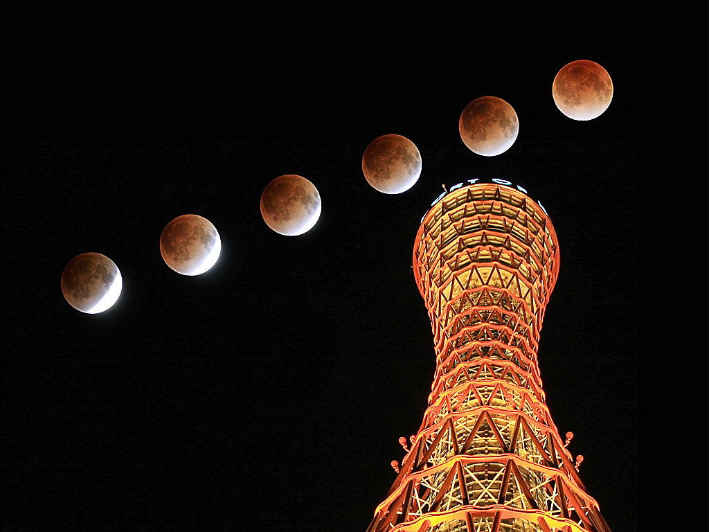 皆既月食の壁紙写真集 無料写真素材 神戸のルナ ロッサ 幸せを呼ぶ赤い月