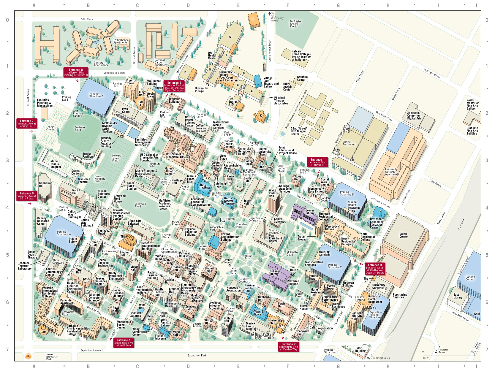 Usc Campus Map Pdf Printable Map Of Usc Campus