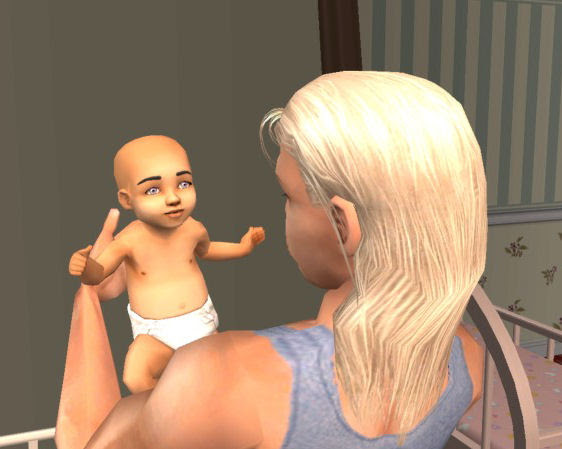  black hair…but he inherited his father's beautiful violet eyes…yay!