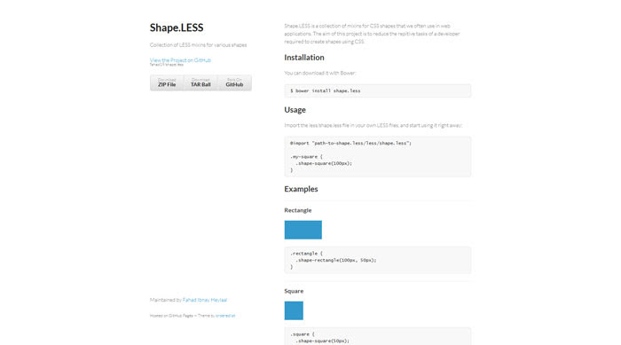 Shape.LESS: Collection of LESS mixins for various shapes