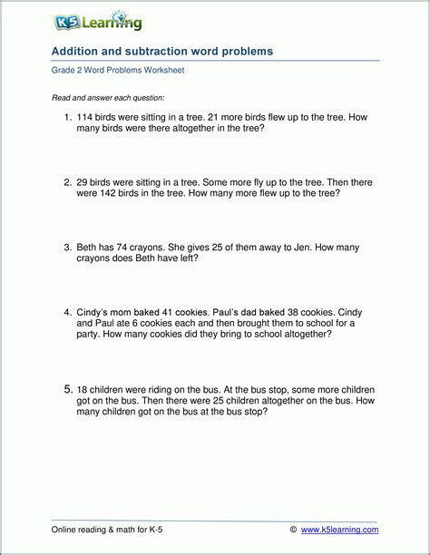  math worksheets grade 2 addition and subtraction worksheet resume