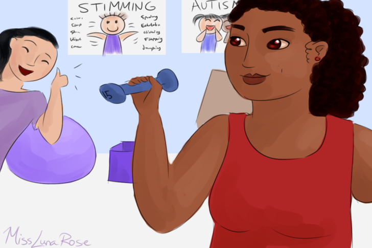 Disabled Woman Lifts Weights at Therapy.png