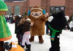 Vancouver Olympics mascots skate with Charlottetown schoolchildren on Wednesday.