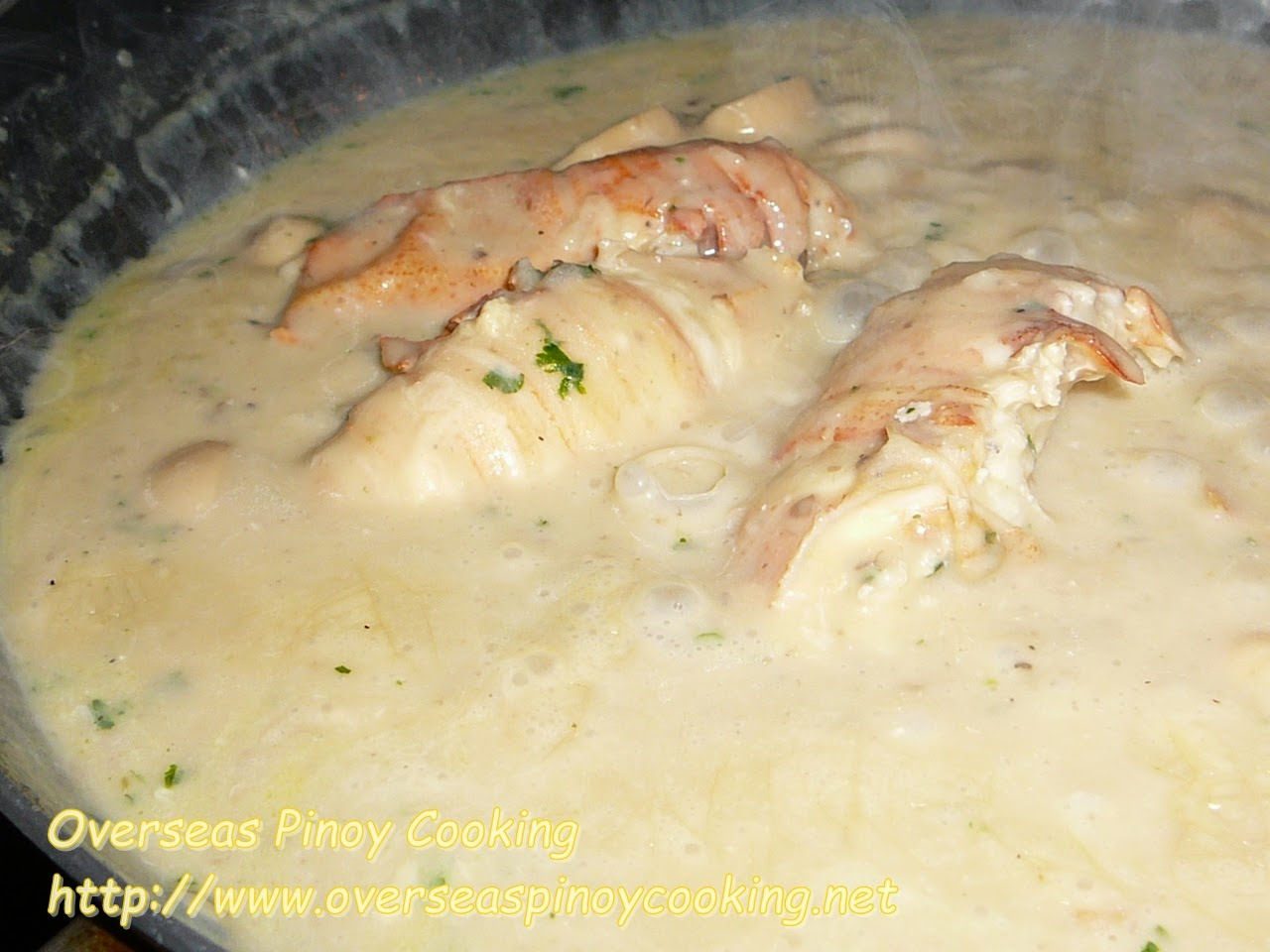 Slipper Lobster with Cheesy Mushroom Sauce - Cooking Procedure
