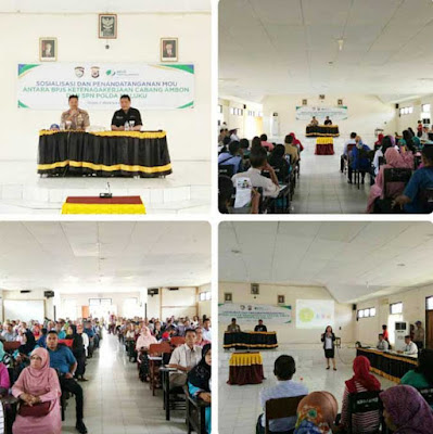 Ambon, Malukupost.com - Pihak Badan Penyelenggara Jaminan Sosial- Kesehatan (BPJS-K) Kota Ambon, Senin (7/8), menandatangani kerjasama dengan Sekolah Polisi Negara (SPN) Polda Maluku. Kerjasama ditandatangani Kepala BPJS-K Kota Ambon, Tri Candra Kartika dan Kepala SPN Polda Maluku, Kombes Pol Bintang Juliana.