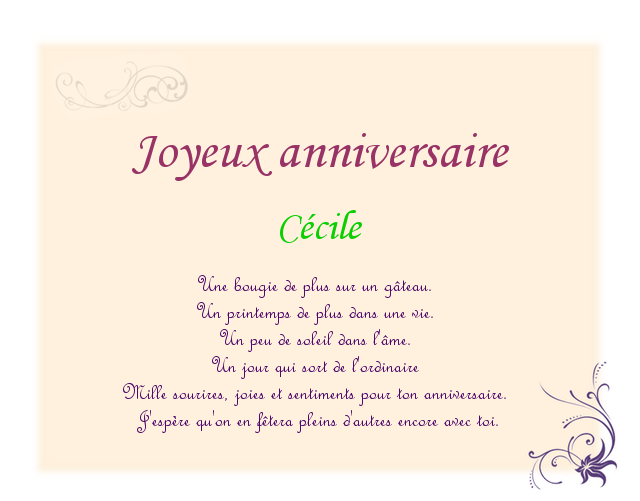Joyeux Anniversaire Cecile Coucou Papa Et Maman Je Suis Chez Tatie