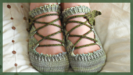 Elfen leaves Lothlorien slippers green merino-tencel laceup toe up socks