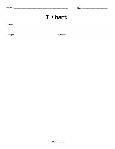 T Chart | Free Printable