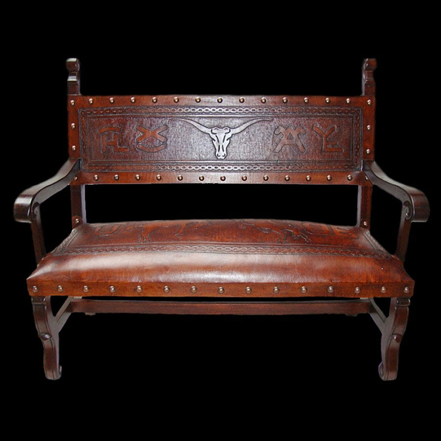 Western Leather Sofa Bench