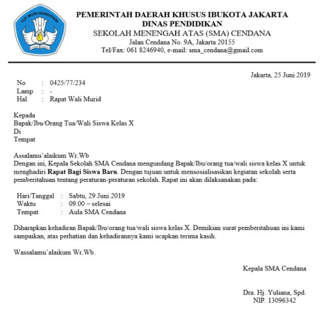 Lengkap 15 Contoh Surat Dinas Resmi Yang Benar