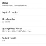 For the time being, this and working NFC on most variants are the only visible differences between this experimental CM12 build and stock Lollipop.