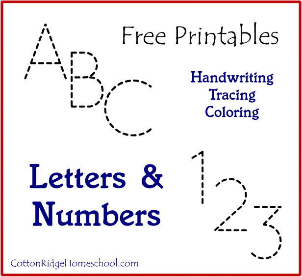 letters numbers handwriting tracing coloring free printables
