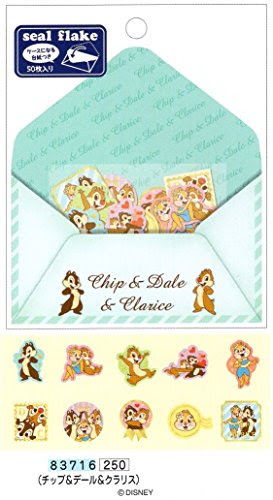 ディズニー シールフレーク 封筒風ケース台紙付 かわいい チップ デール クラリス 文具百貨