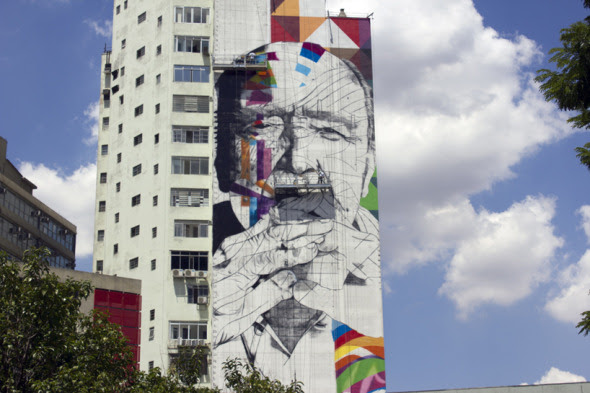 Gigantesco mural en honor a Oscar Niemeyer