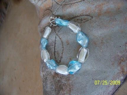 Blue and White Handmade Beaded Bracelet
