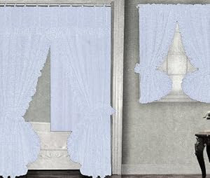 Amazon.com - White Fabric Double Swag Shower Curtain with Matching 