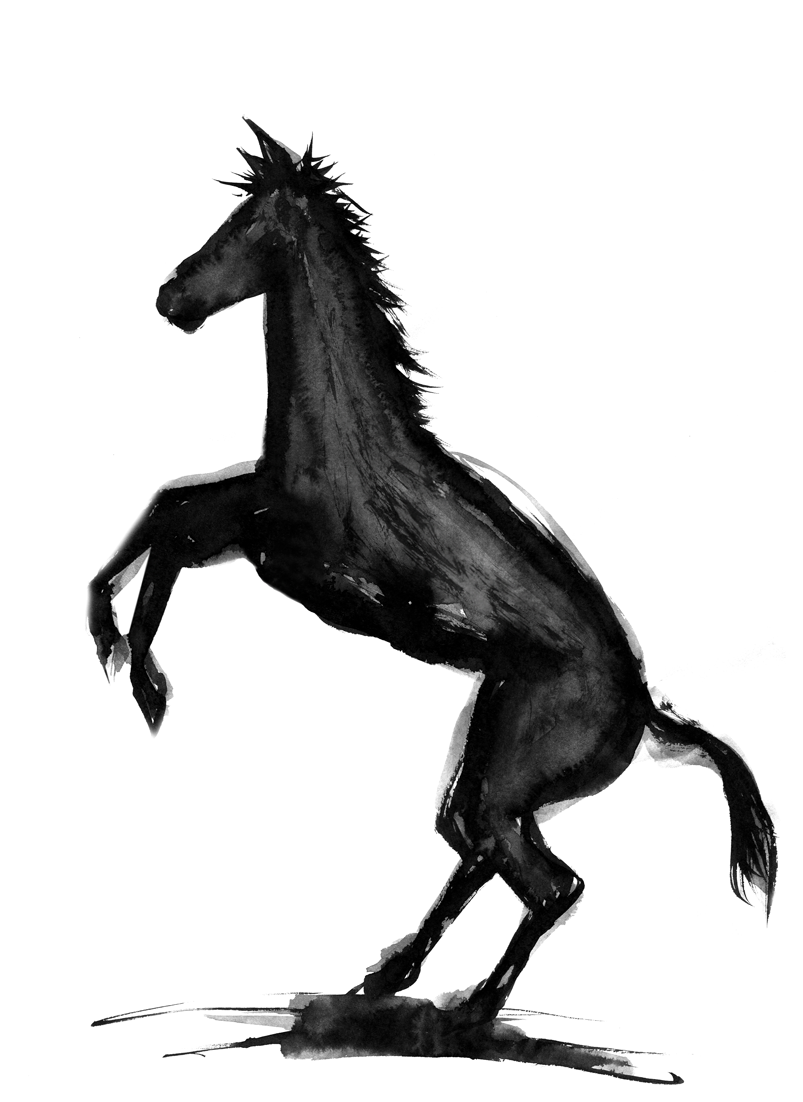 跳ね馬スタイルの墨絵イラスト 無料イラスト配布サイトマンガトップ
