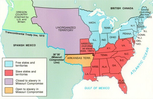 Missouri Compromise Line Map 1820 Missouri Compromise