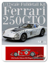 Maqueta de coche 1/12 Model Factory Hiro - Ferrari 250 GTO chasis 4399GT North American Racing Team Nº 26 - Ed Hugus + Jose Rosinski - 24 Horas de Le Mans 1964 - kit multimaterial