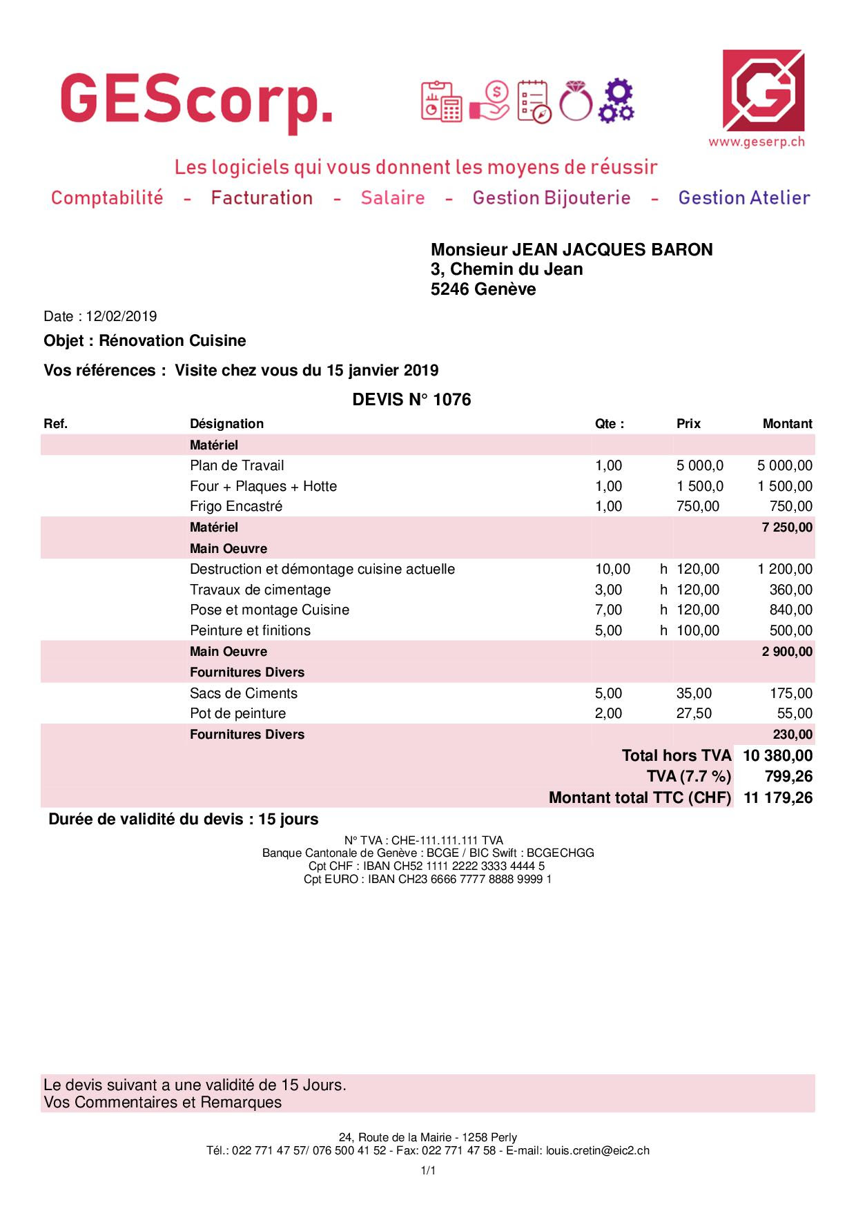 Gesfacture Gestion Devis Facture Chantier