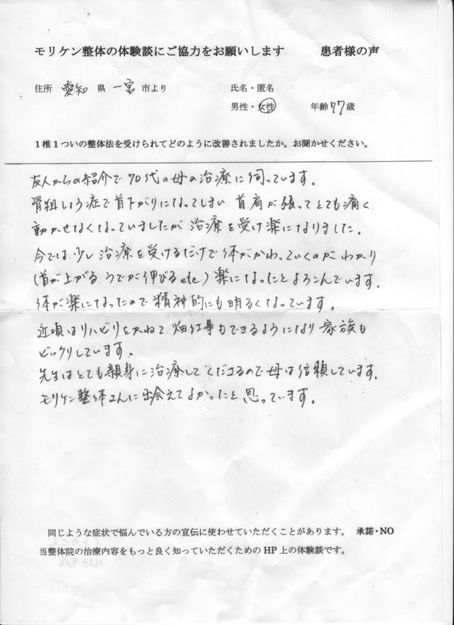 頭痛、首の痛みの横綱級の体験談 - 一宮市で腰痛・ぎっくり腰なら 