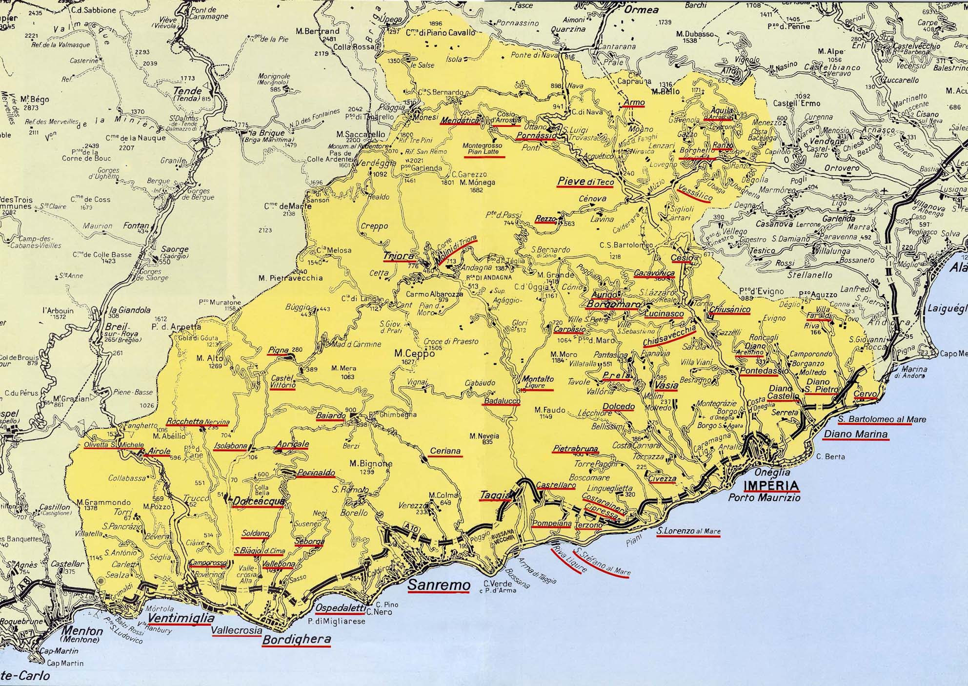 Liguria Cartina Ponente