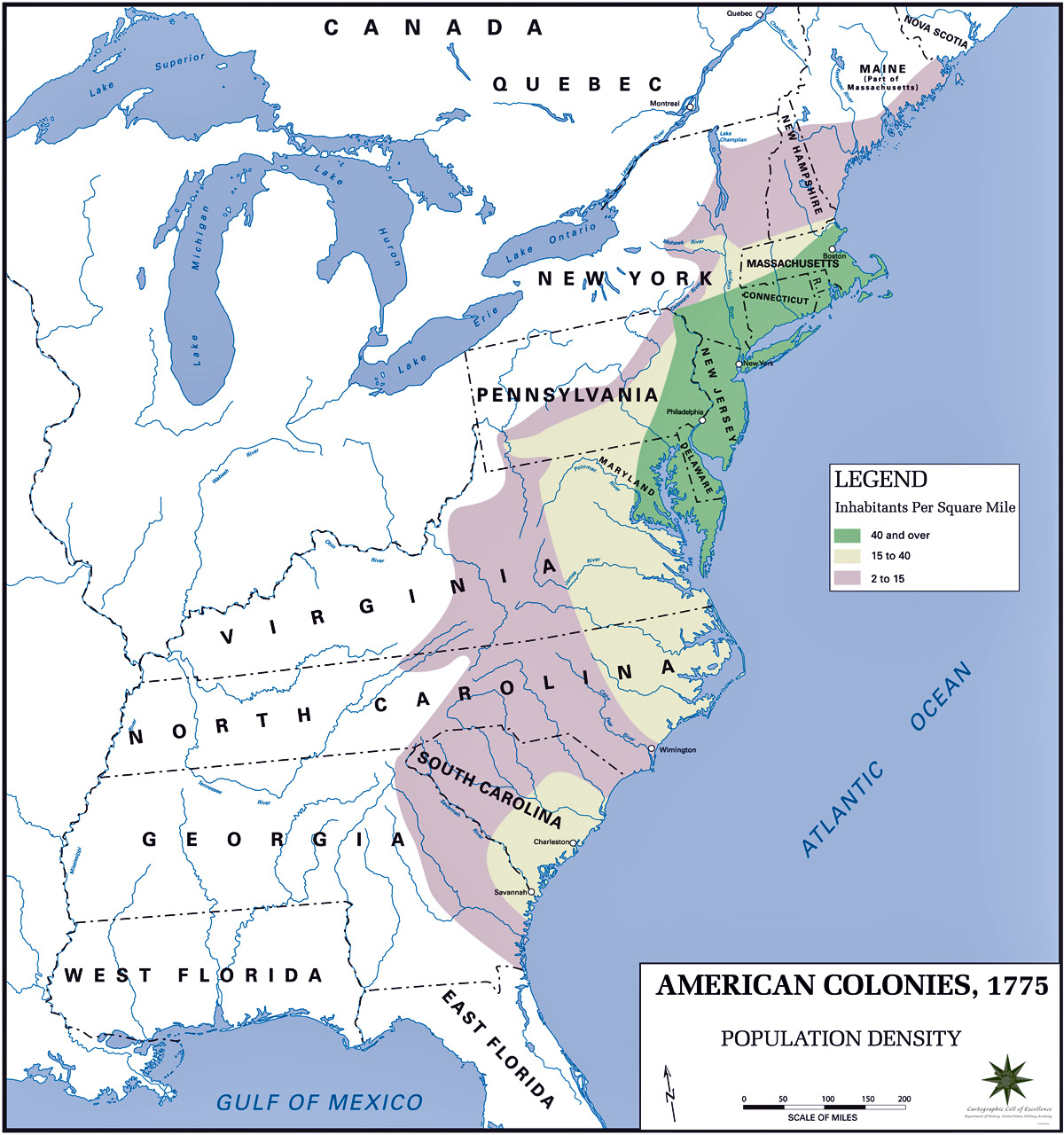 Map Of Colonial America 1776