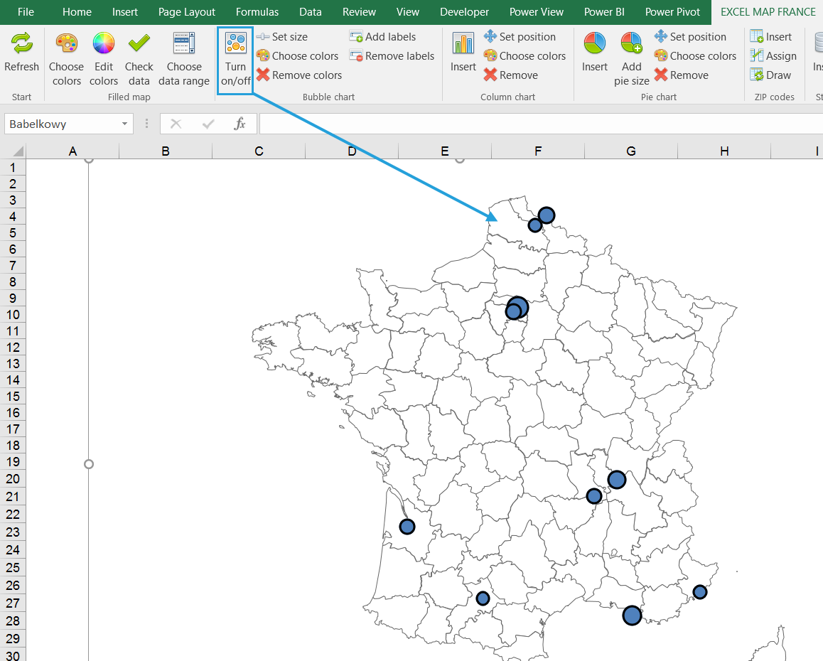 How to geocode customer addresses and show them on an Excel bubble chart? - Maps for Excel ...