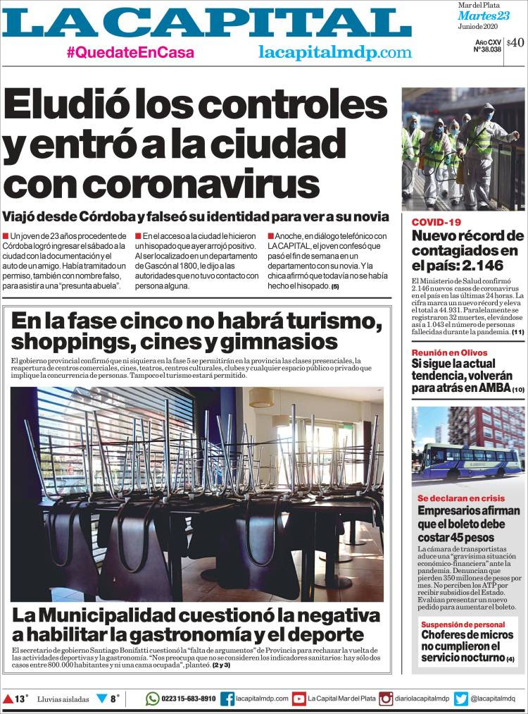 Portada de Diario La Capital - Mar del Plata (Argentina)
