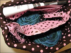 Chocolate and Pink Knit2 Bag - inside