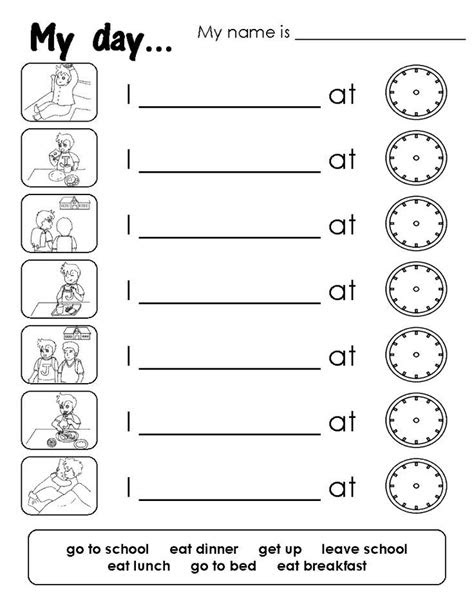  daily routine worksheets for preschool worksheet