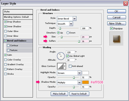Candy TE step 2 - Bevel and Emboss