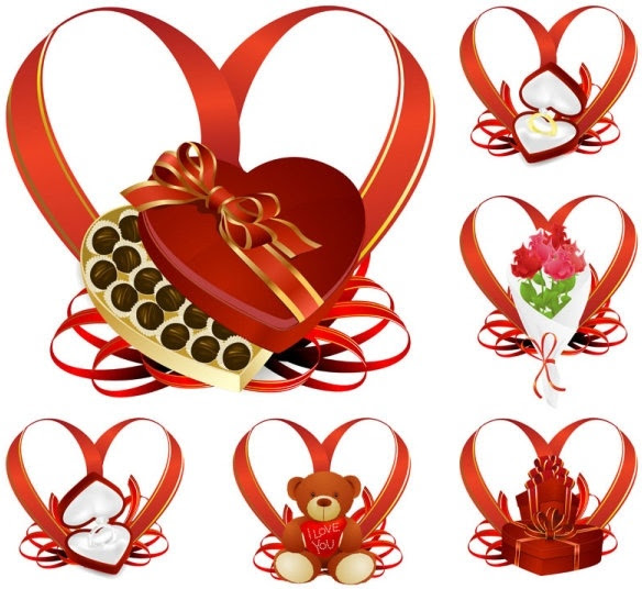 Download Heartshaped ribbon with a gift vector Free vector in ...