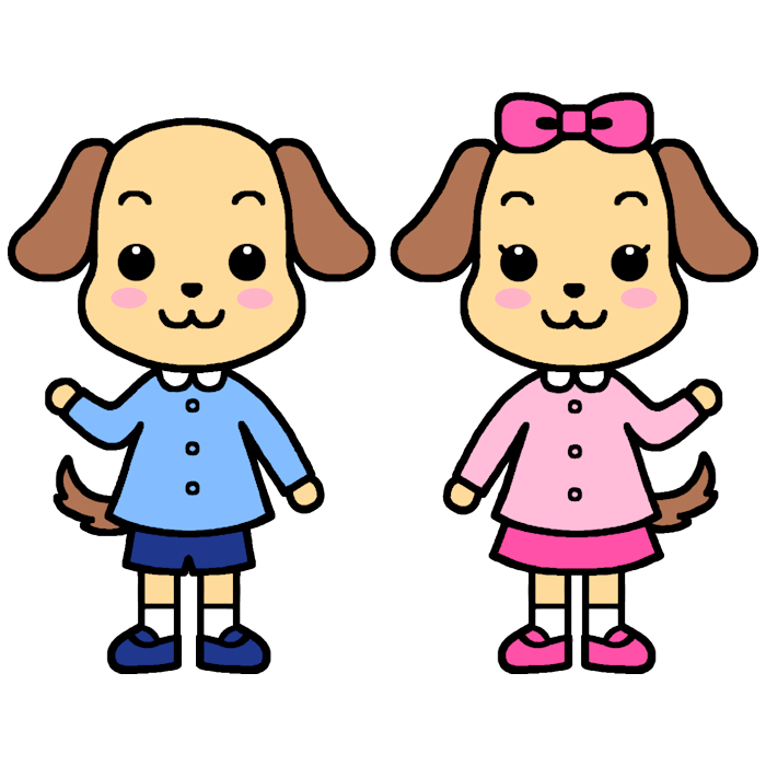 イヌ1 カラー なかよし園児 かわいい動物の無料イラスト素材