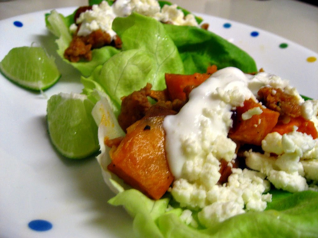 Sweet Potato Chorizo Lettuce Wraps