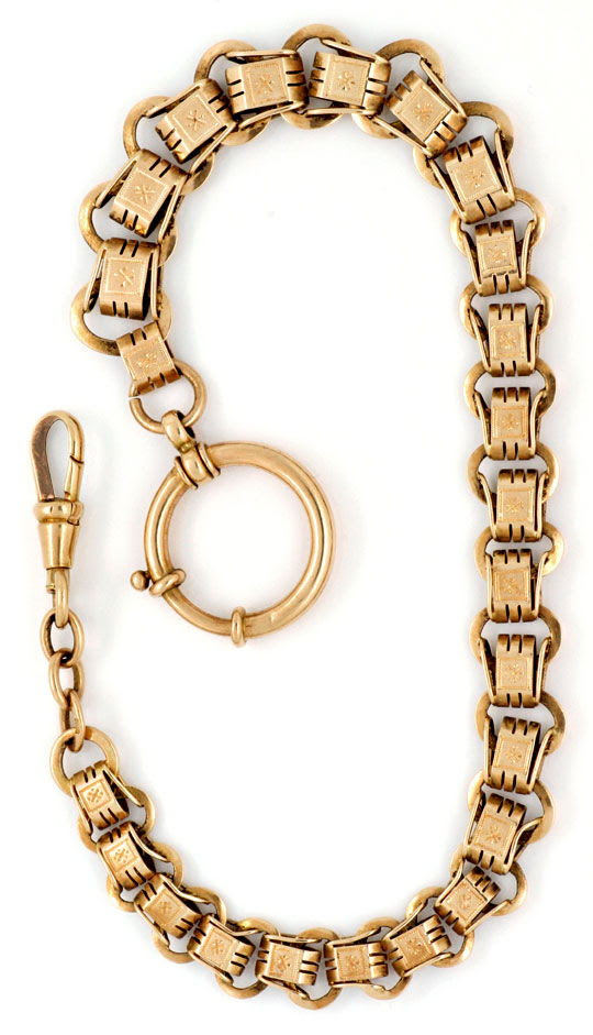 Originalfoto UHRKETTE GRAVIERT ORIGINAL ANTIK ROTGOLD VERLAUF