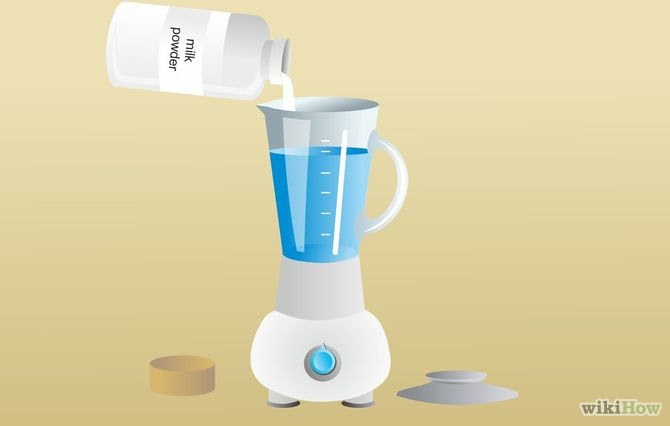Slowly add milk powder to the blender Step 04.jpg