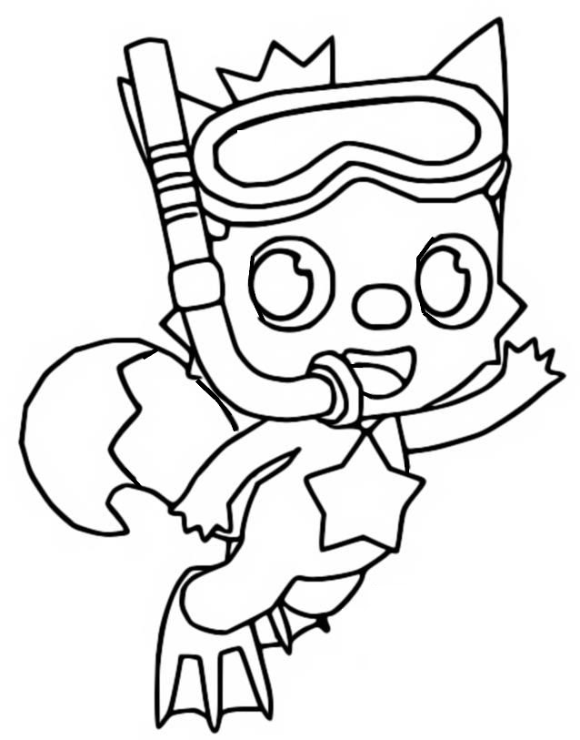 coloring page baby shark  pinkfong fins and snorkel 3