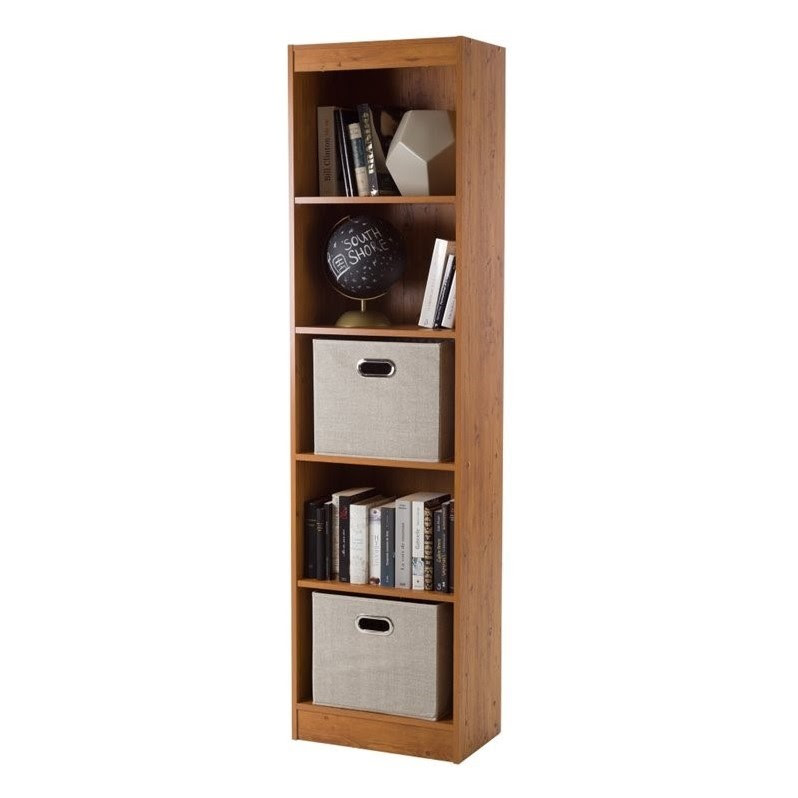 South Shore Axess 5 Shelf Narrow Bookcase in Country Pine