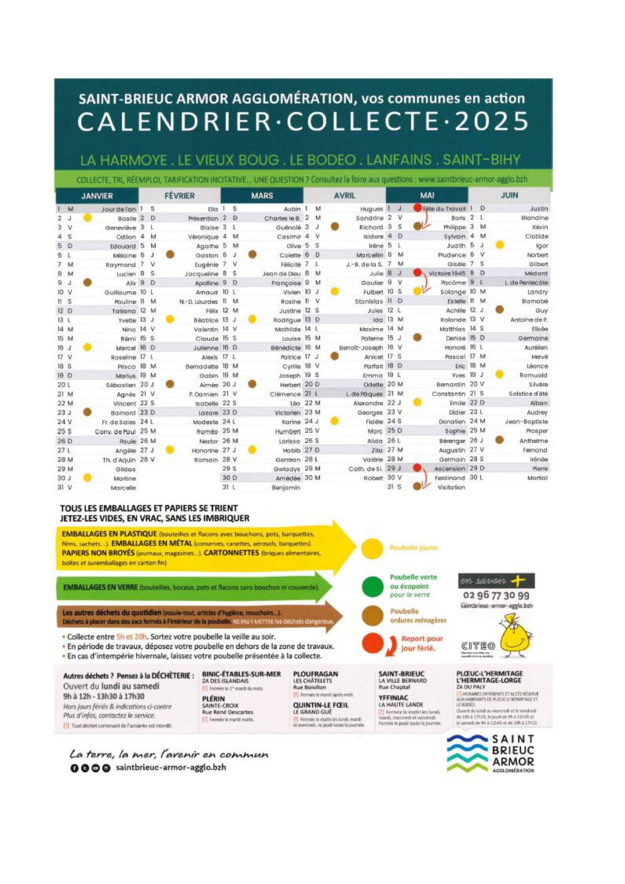 Calendrier Collecte Ploufragan 2022