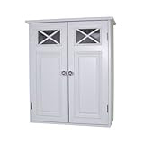 Elite Home Fashions Dawson Collection Shelved Wall Cabinet, White