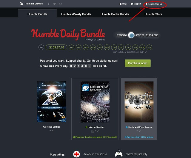 Humble Bundleとは ショップ名の通り バンドル販売を定期的に行うダウンロード販売ショップ このショップのバンドル販売方法は 多くの場合自分で金額を決めて購入するスタイルで支払い金額が多ければお得な得点が付いたりするので 財布と相談し
