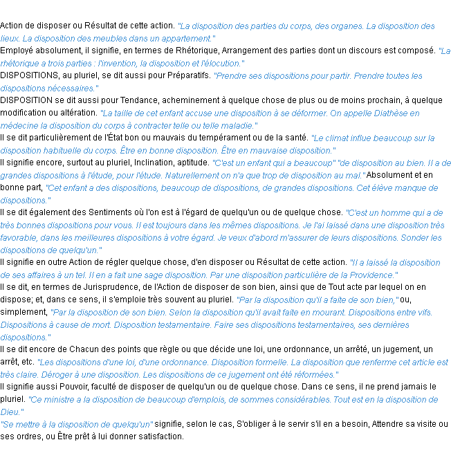 Disposition synonyme