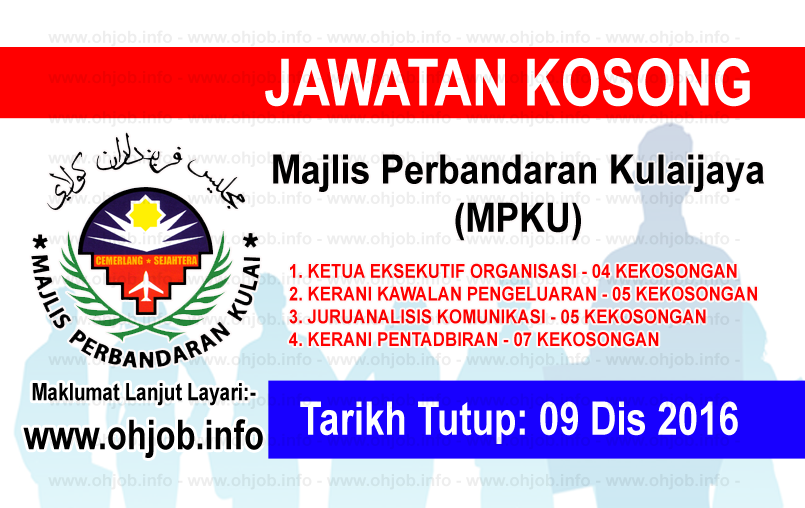 Jawatan Kerja Kosong Majlis Perbandaran Kulaijaya (MPKU) logo www.ohjob.info disember 2016